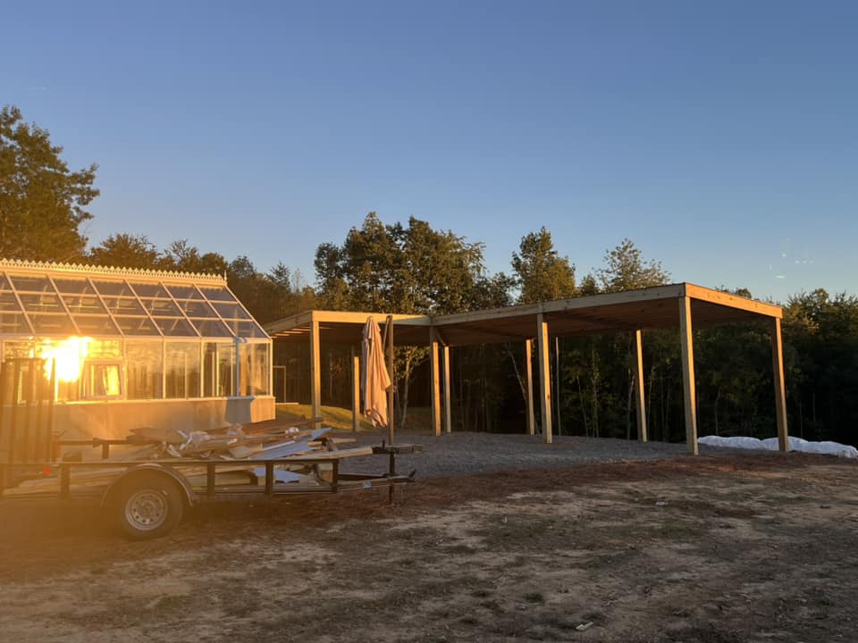 Pavilion frame and greenhouse build